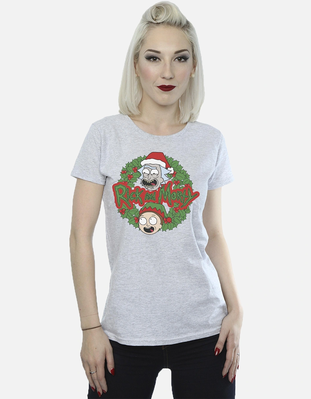 Womens/Ladies Christmas Wreath Cotton T-Shirt