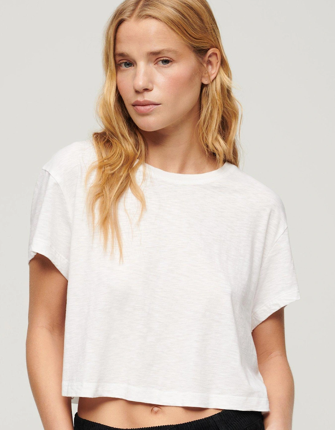 Slouchy Cropped T-Shirt - White, 2 of 1