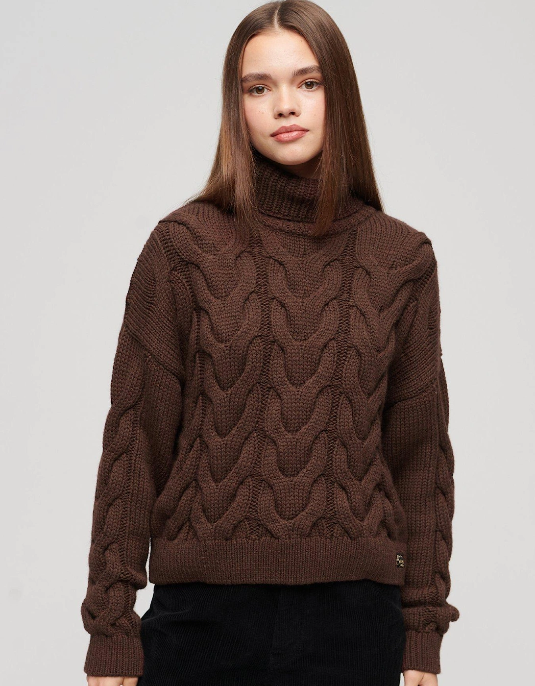 Chain Cable Knit Polo Jumper - Brown, 2 of 1