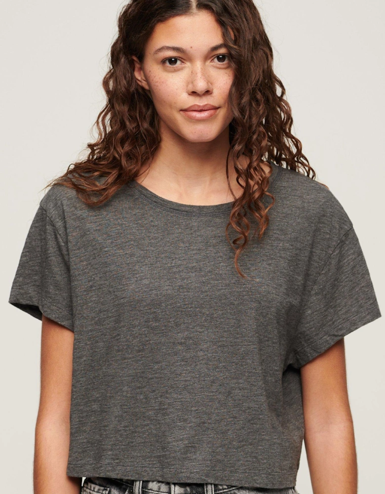 Slouchy Cropped T-Shirt - Grey