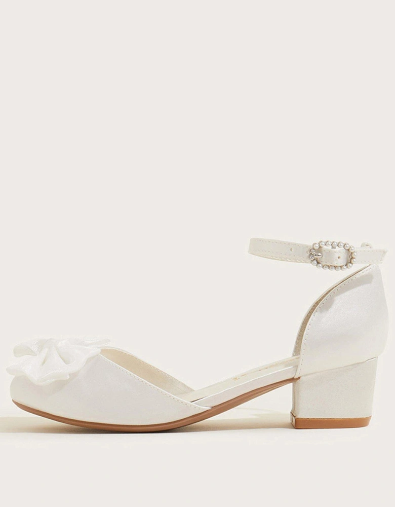 Girls Communion Bow Heel Shoes - White