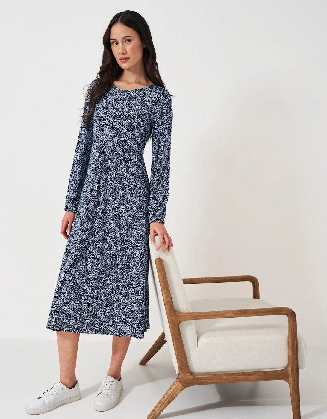 Floral Jersey Round Neck Maxi Dress - Blue, 2 of 1