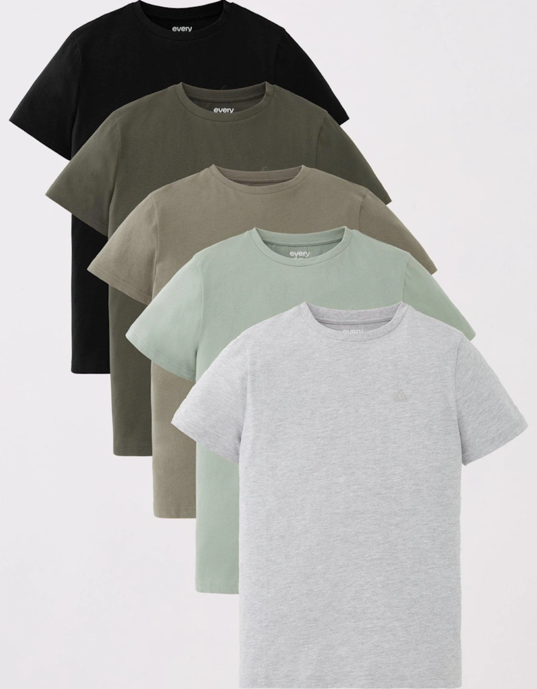 Boys 5pk Short Sleeve T Shirts - Khakis - Multi