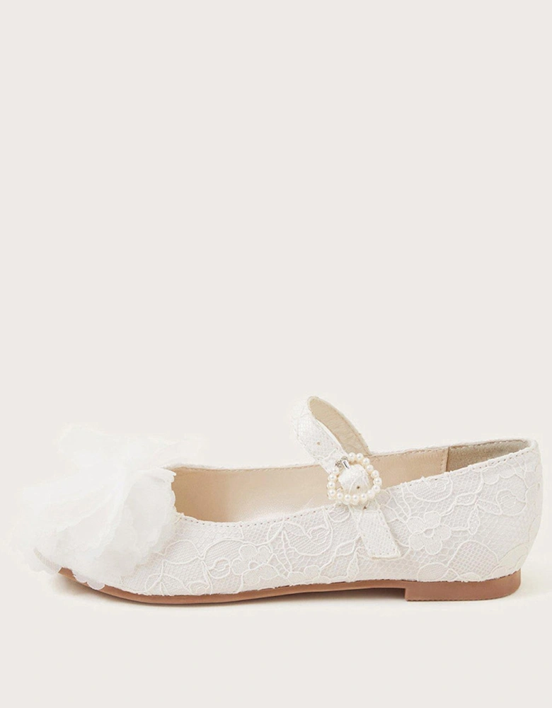 Girls Communion Kali Lace Ballerina Shoes - White