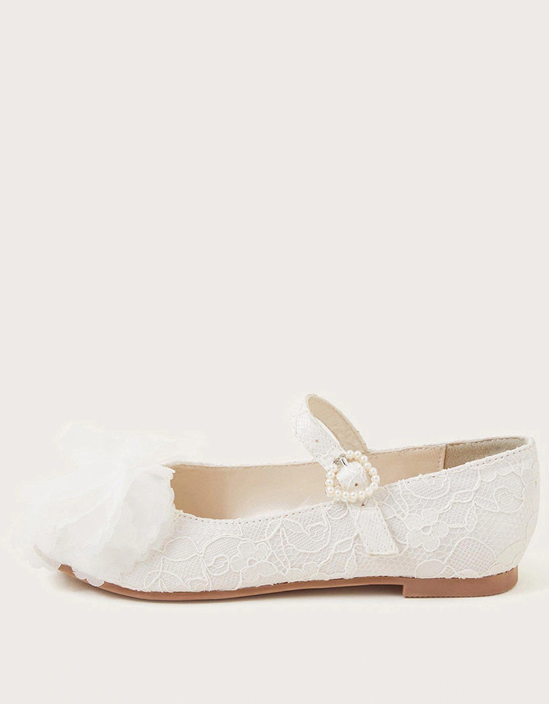 Girls Communion Kali Lace Ballerina Shoes - White, 2 of 1
