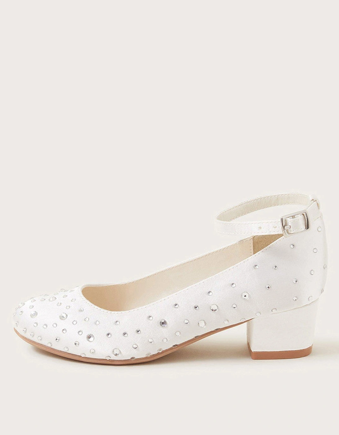 Girls Amber Diamante Heel Shoes - Ivory, 2 of 1