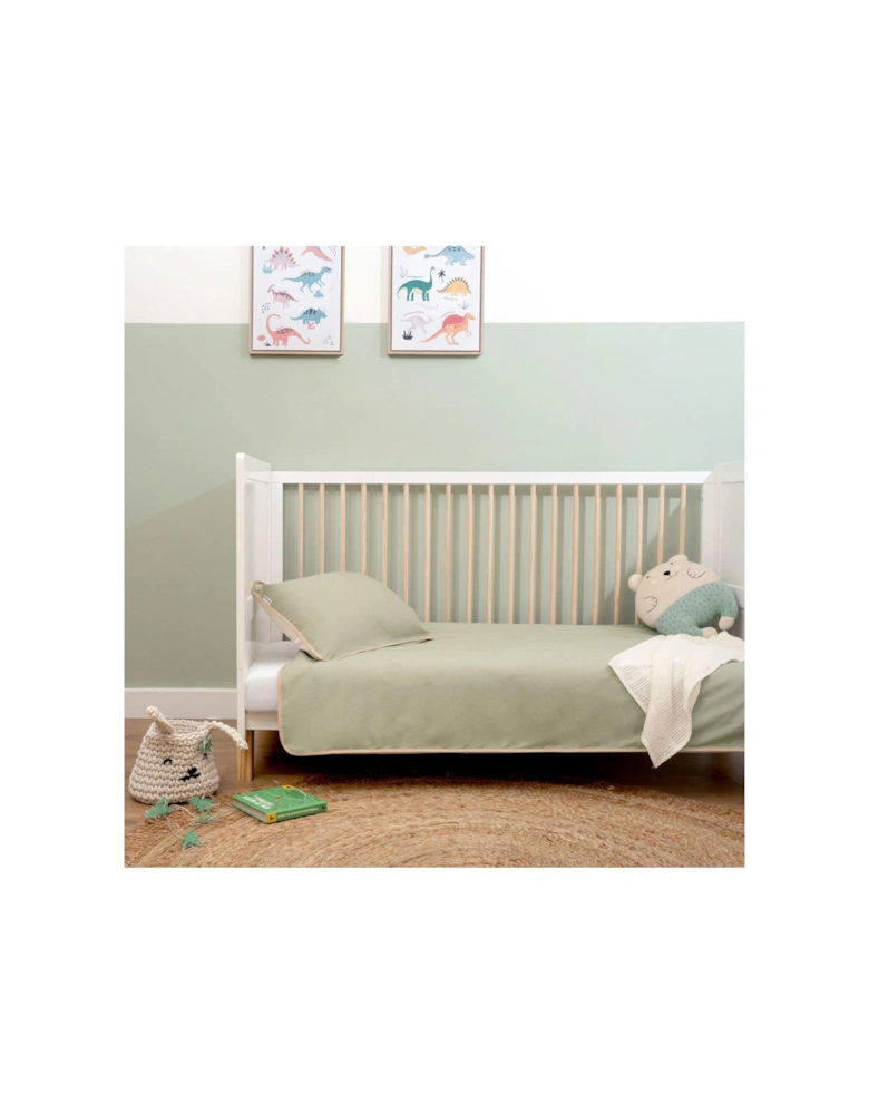 Cot Bed Duvet Set - Cream/Sage