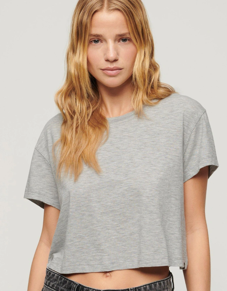 Slouchy Cropped T-Shirt - Grey