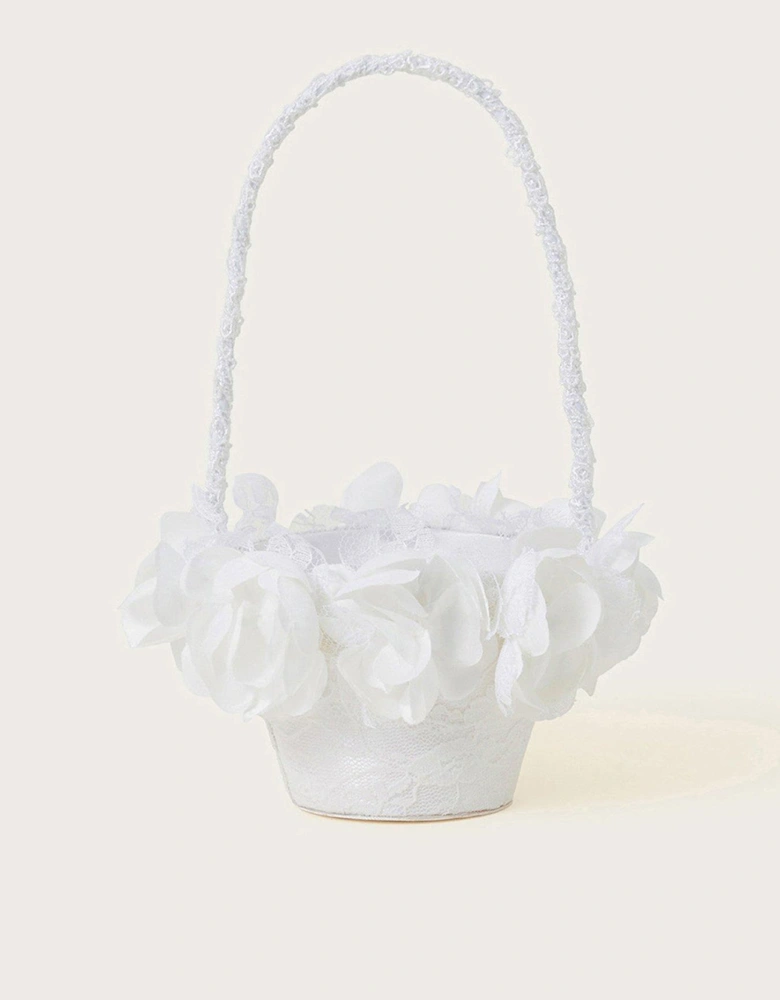 Girls Petal Bridesmaid Basket - Ivory