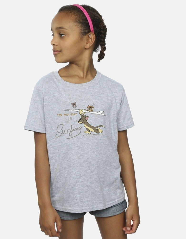 Tom And Jerry Girls It?'s Time For Surfing Cotton T-Shirt
