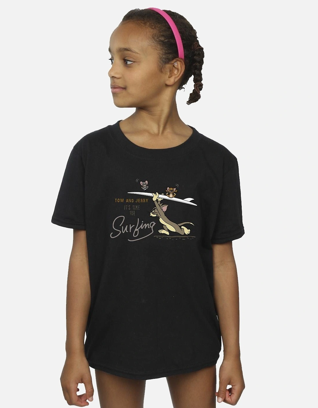 Tom And Jerry Girls It?'s Time For Surfing Cotton T-Shirt