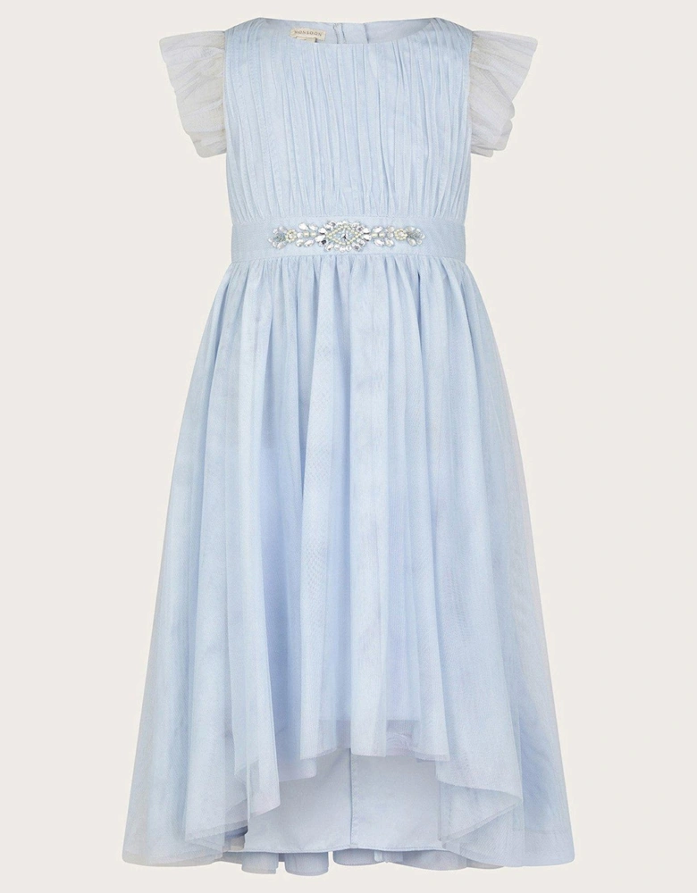 Girls Penelope Belt Dress - Pale Blue