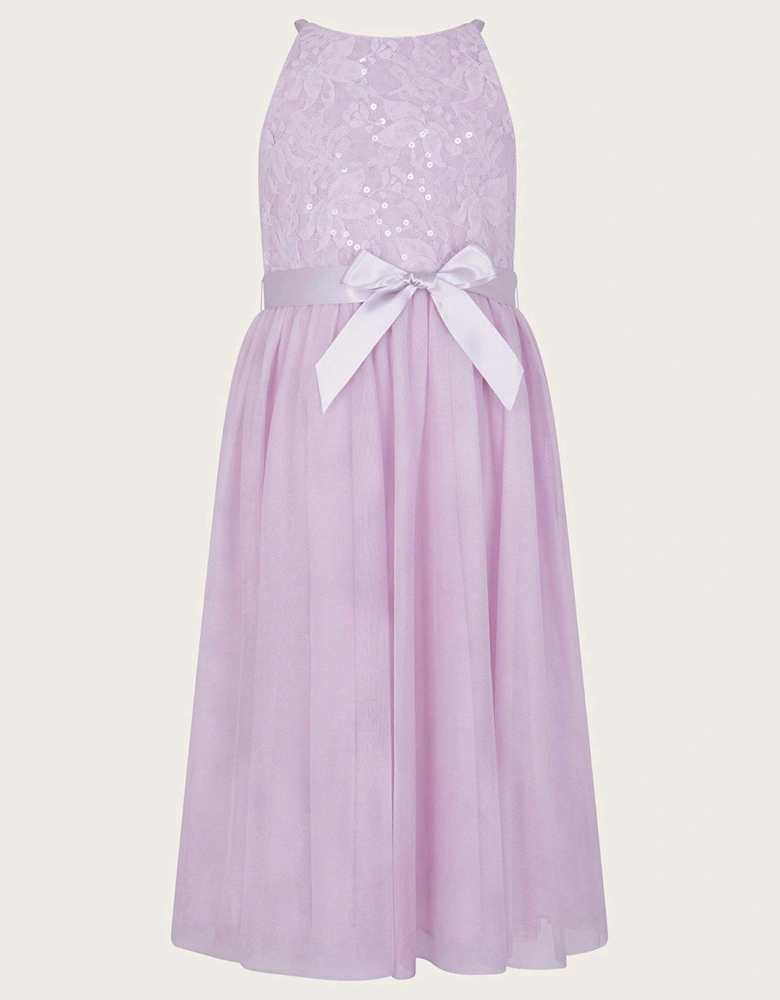 Girls Lacey Sequin Truth Dress - Lilac