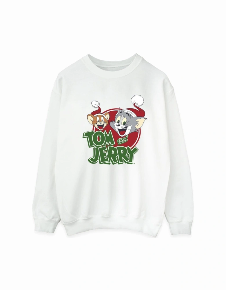 Tom And Jerry Mens Christmas Hat Logo Sweatshirt