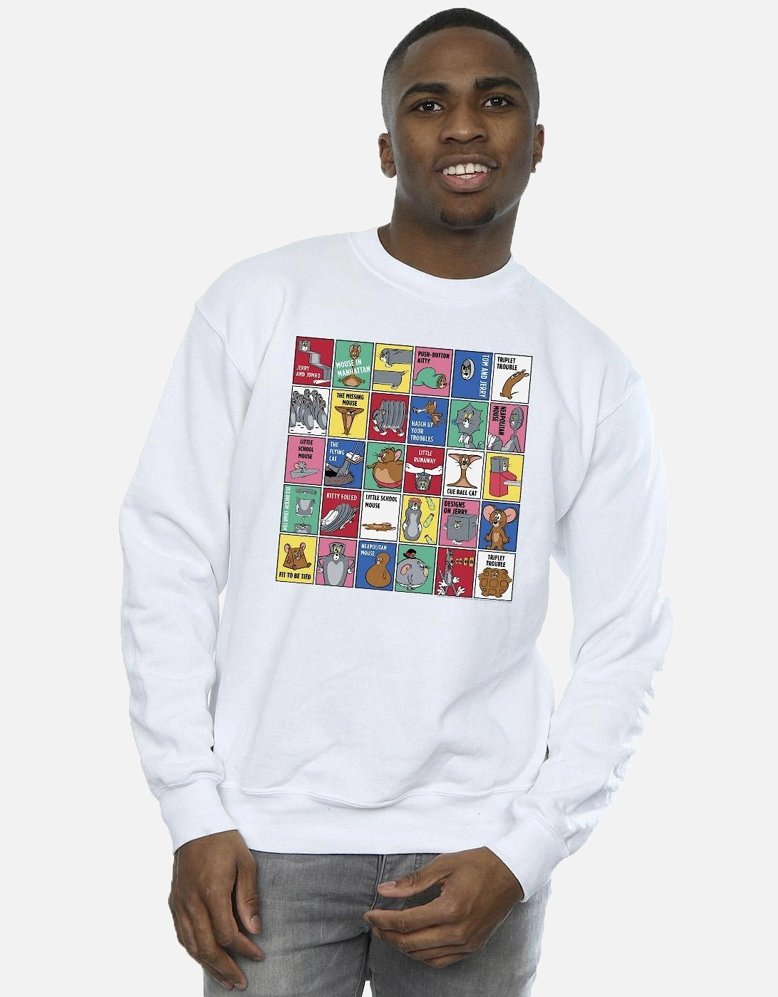 Tom And Jerry Mens Grid Squares Sweatshirt
