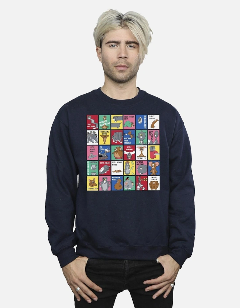 Tom And Jerry Mens Grid Squares Sweatshirt