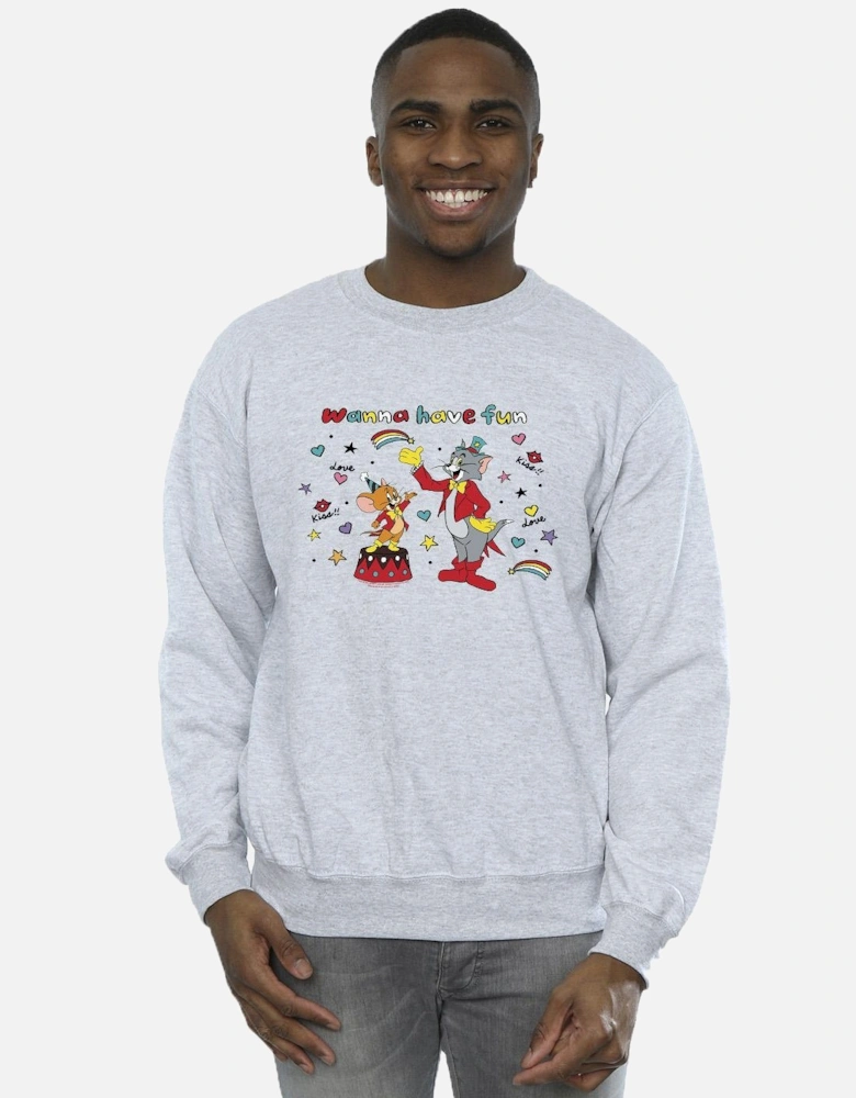 Tom And Jerry Mens Wanna Have Fun Sweatshirt
