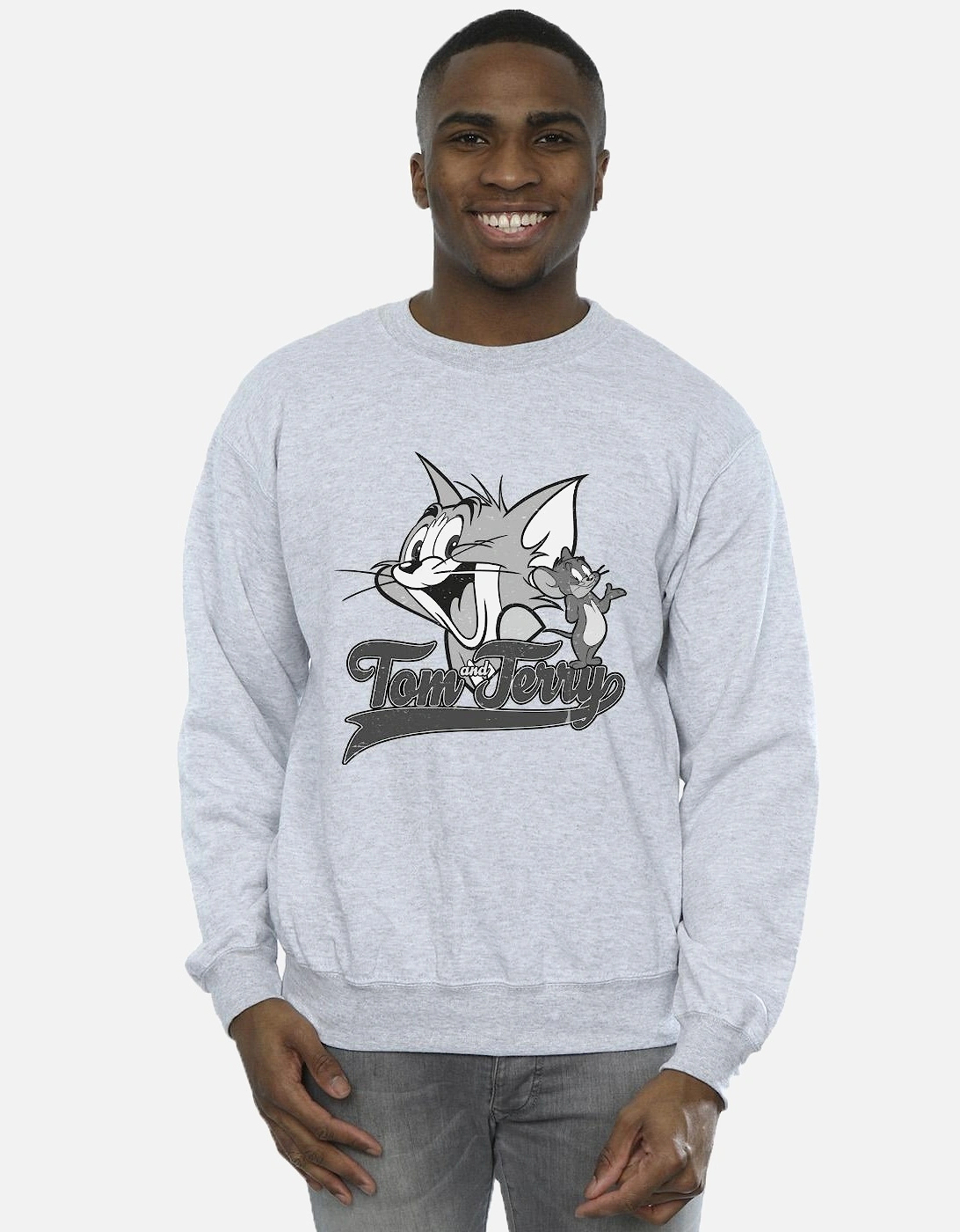Tom And Jerry Mens Greyscale Square Sweatshirt