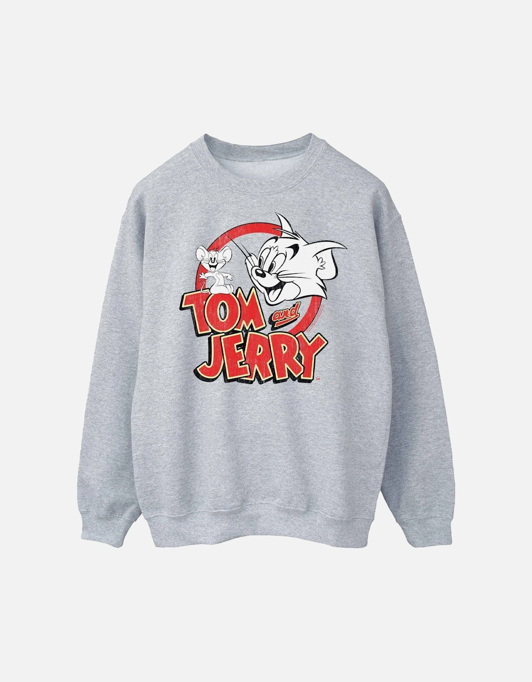 Tom And Jerry Mens Distressed Logo Sweatshirt, 4 of 3