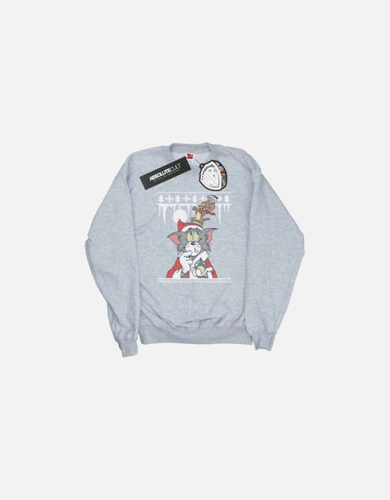 Tom And Jerry Mens Christmas Fair Isle Sweatshirt