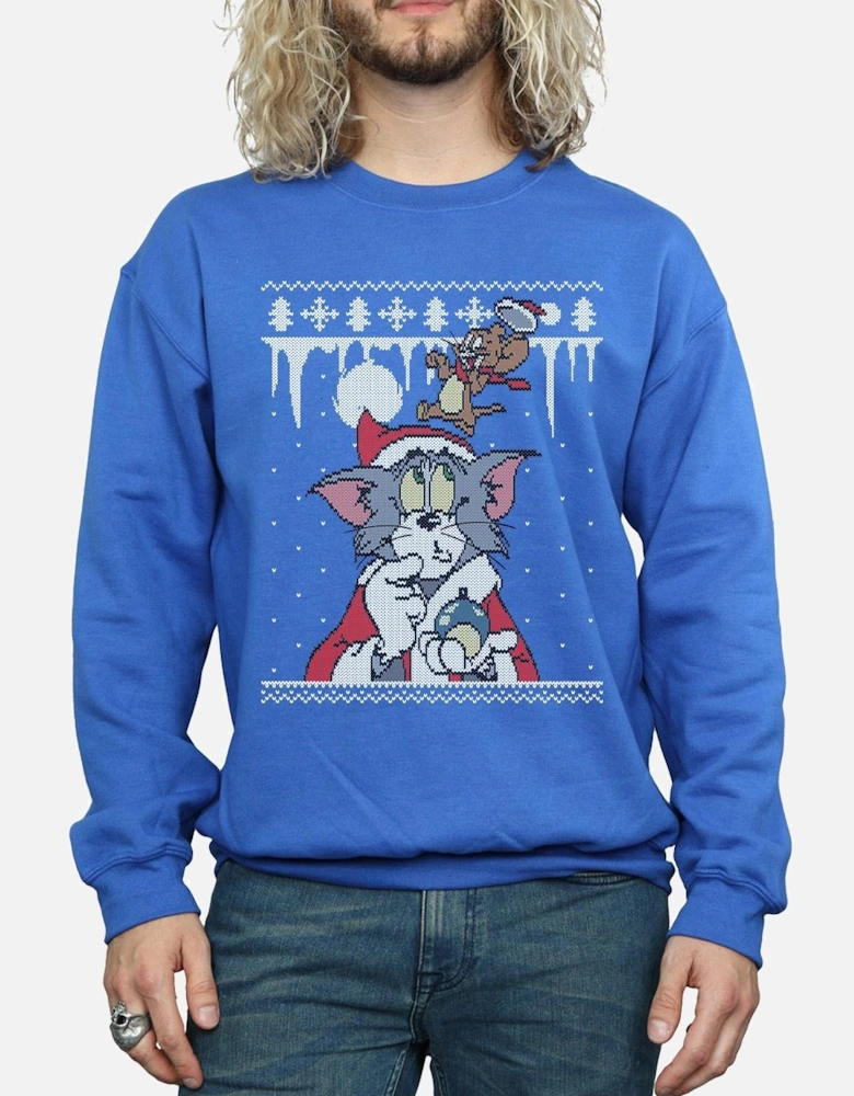 Tom And Jerry Mens Christmas Fair Isle Sweatshirt