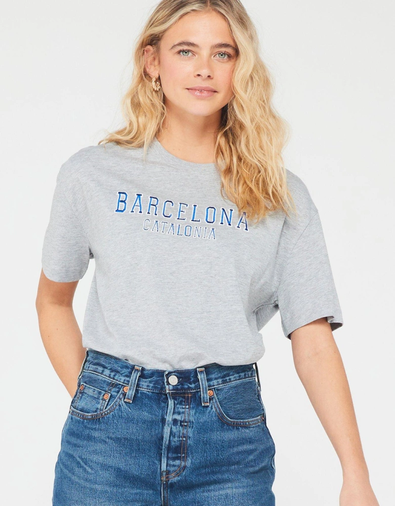 Barcelona Embroidered Longline Tshirt