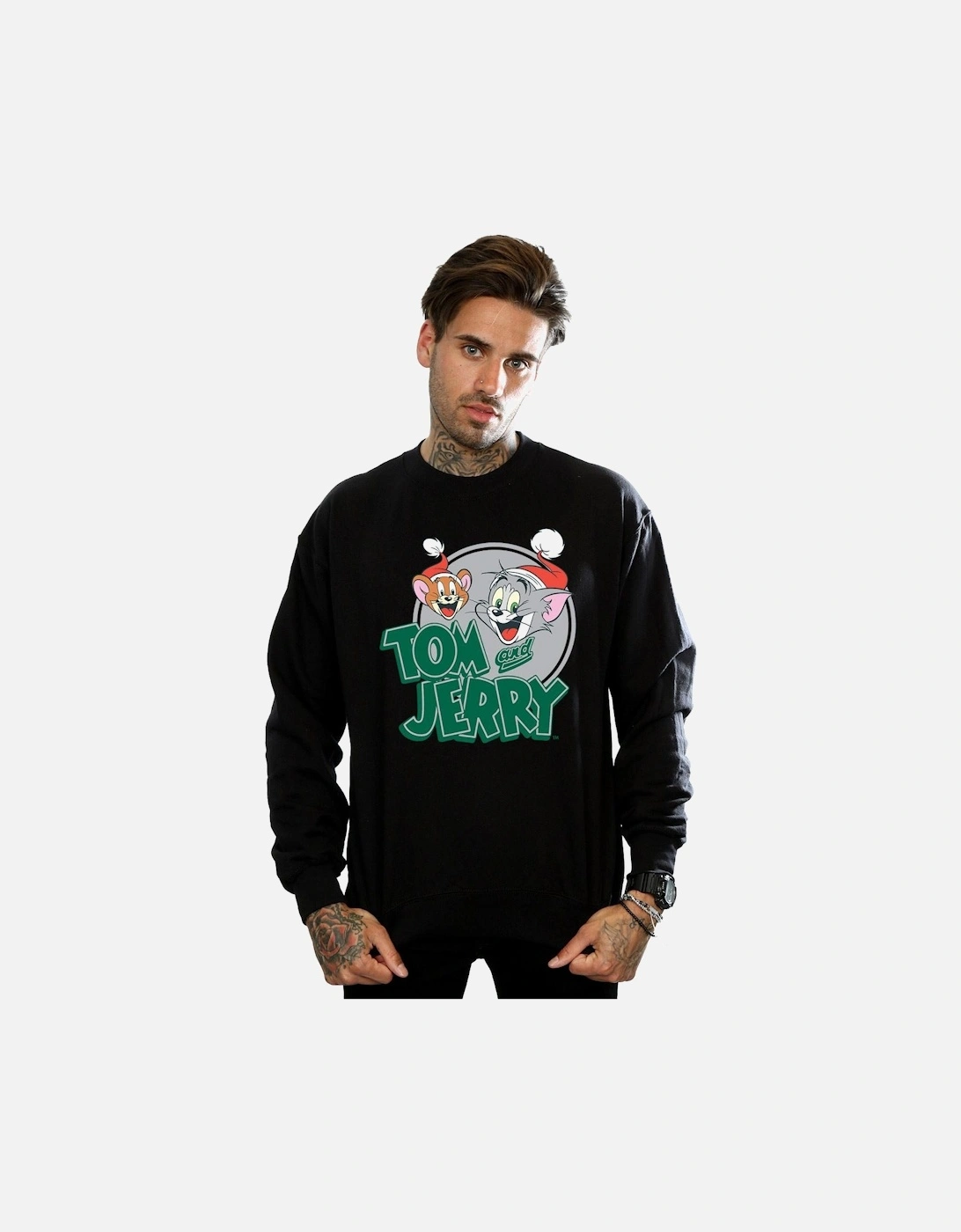 Tom And Jerry Mens Christmas Greetings Sweatshirt