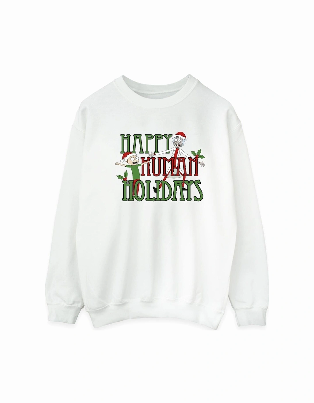 Mens Happy Human Holidays Sweatshirt, 4 of 3