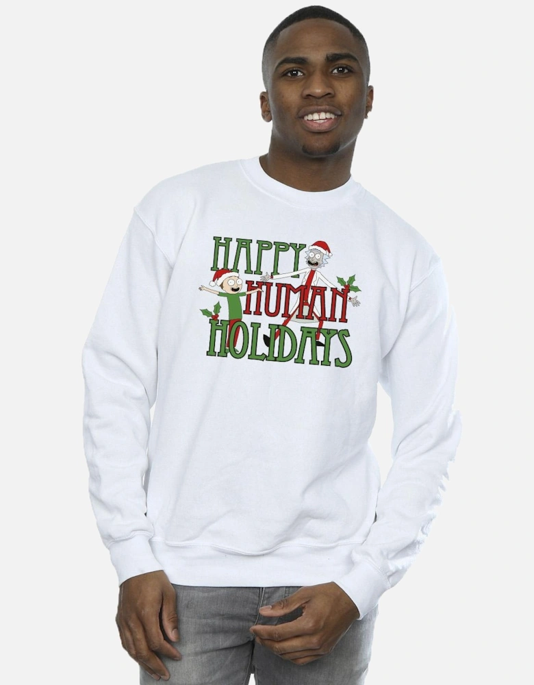 Mens Happy Human Holidays Sweatshirt