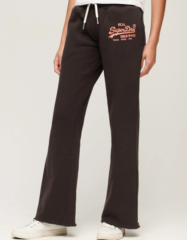 Neon Vintage Logo Low Rise Flare Joggers - Black