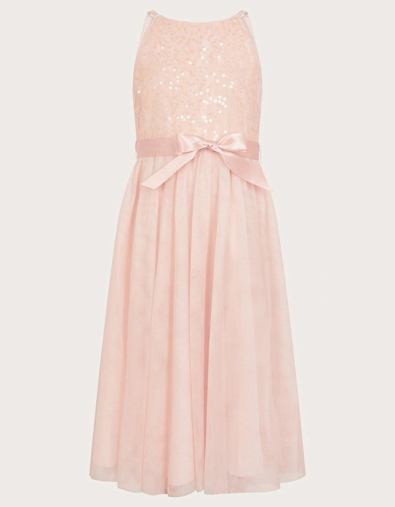 Girls Lacey Sequin Truth Dress - Pink