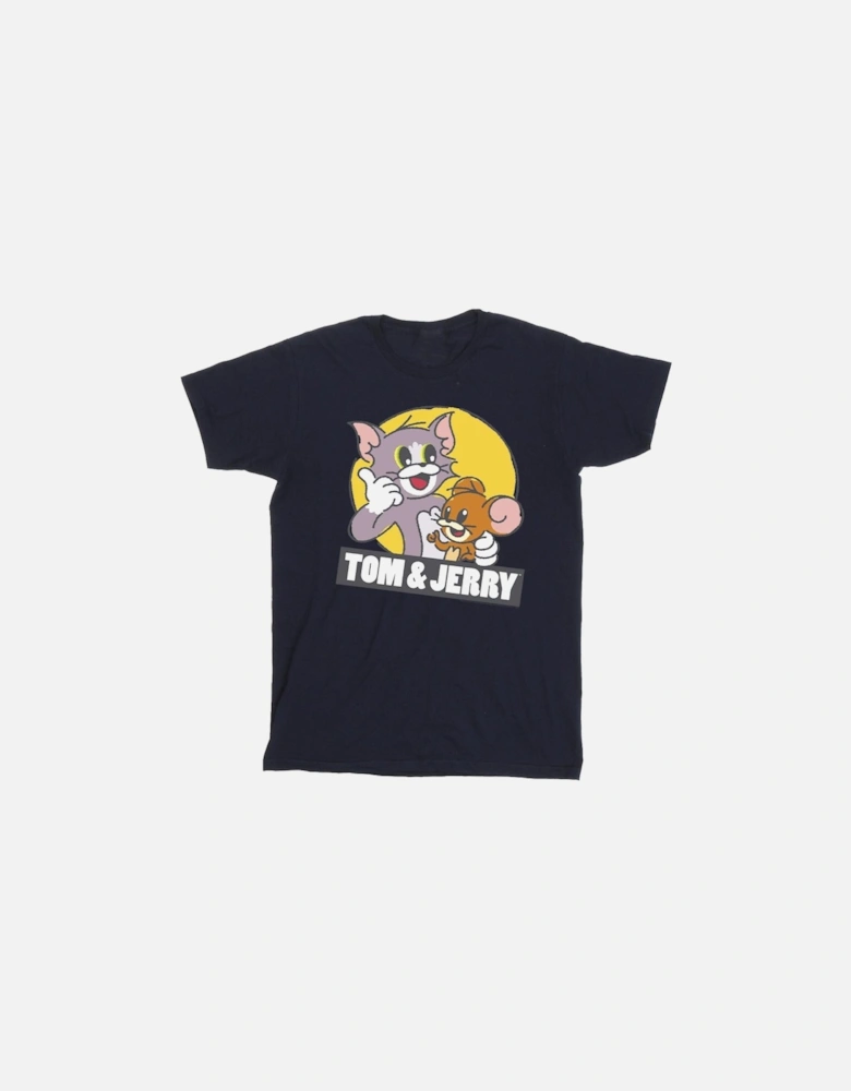 Tom And Jerry Girls Sketch Logo Cotton T-Shirt