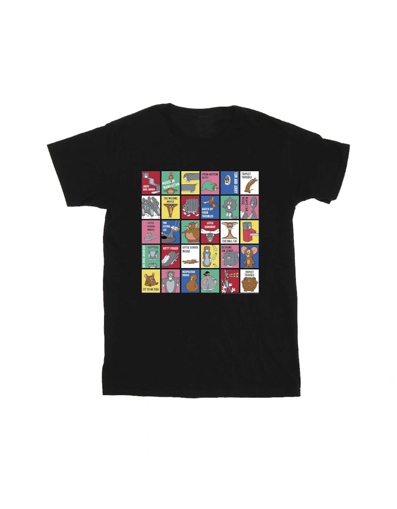 Tom And Jerry Girls Grid Squares Cotton T-Shirt