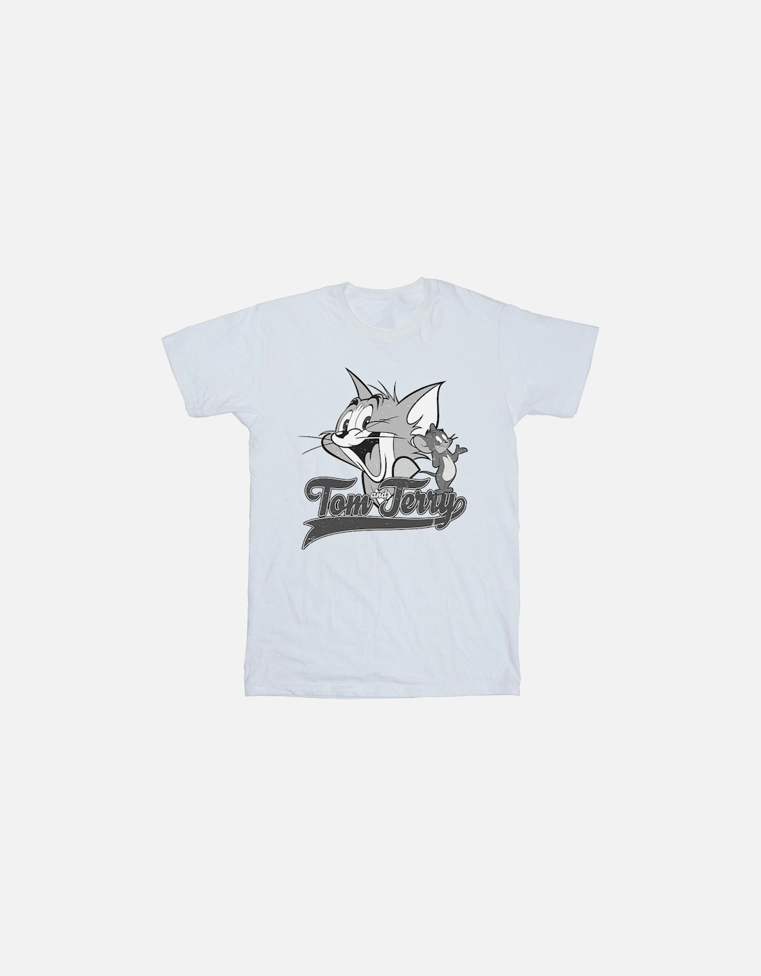 Tom And Jerry Girls Greyscale Square Cotton T-Shirt, 4 of 3