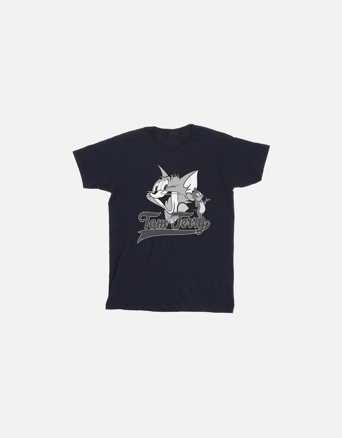 Tom And Jerry Girls Greyscale Square Cotton T-Shirt, 4 of 3