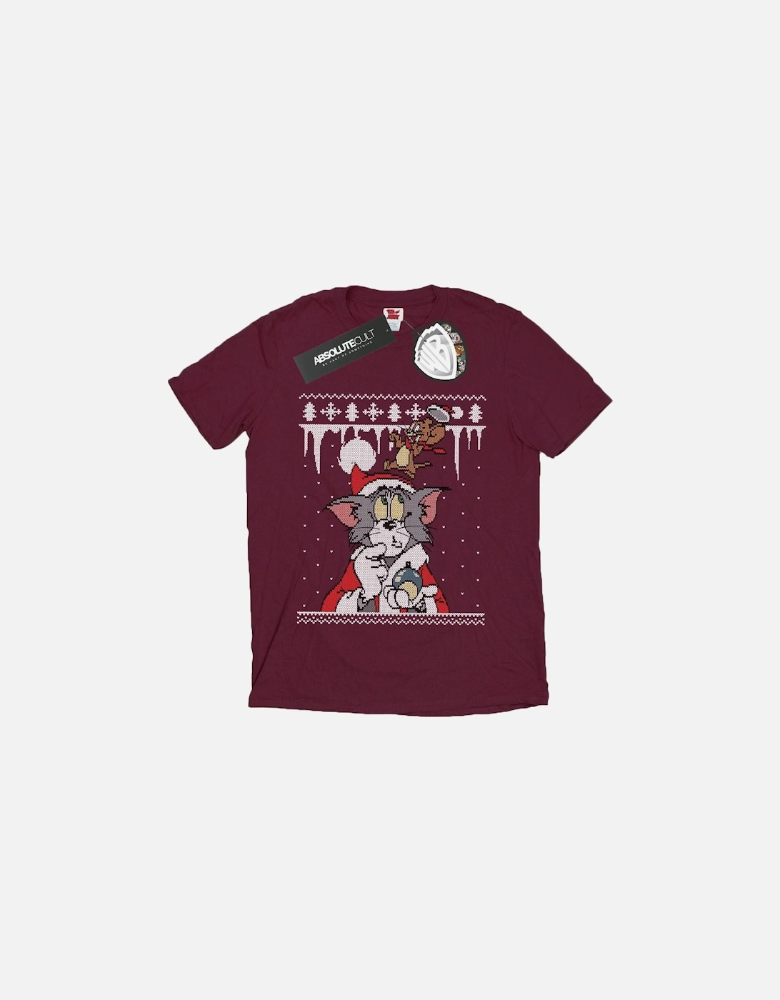 Tom And Jerry Mens Christmas Fair Isle T-Shirt, 5 of 4