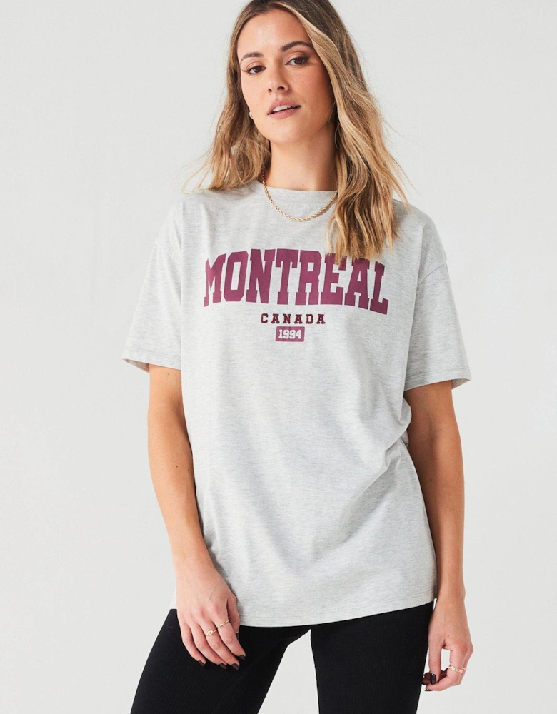 Montreal Oversized Longline T-shirt-grey