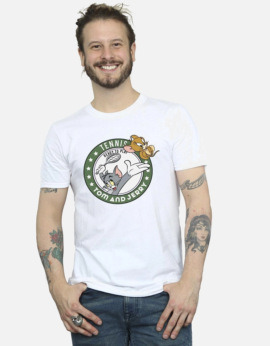 Tom And Jerry Mens Tennis Ready To Play T-Shirt, 5 of 4
