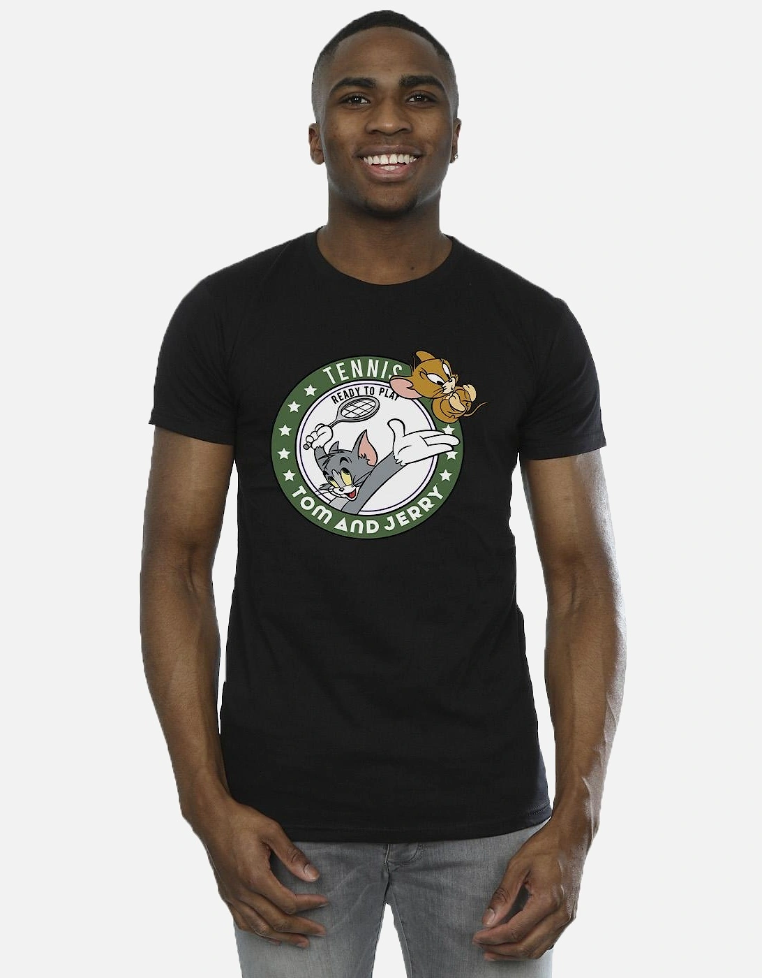 Tom And Jerry Mens Tennis Ready To Play T-Shirt