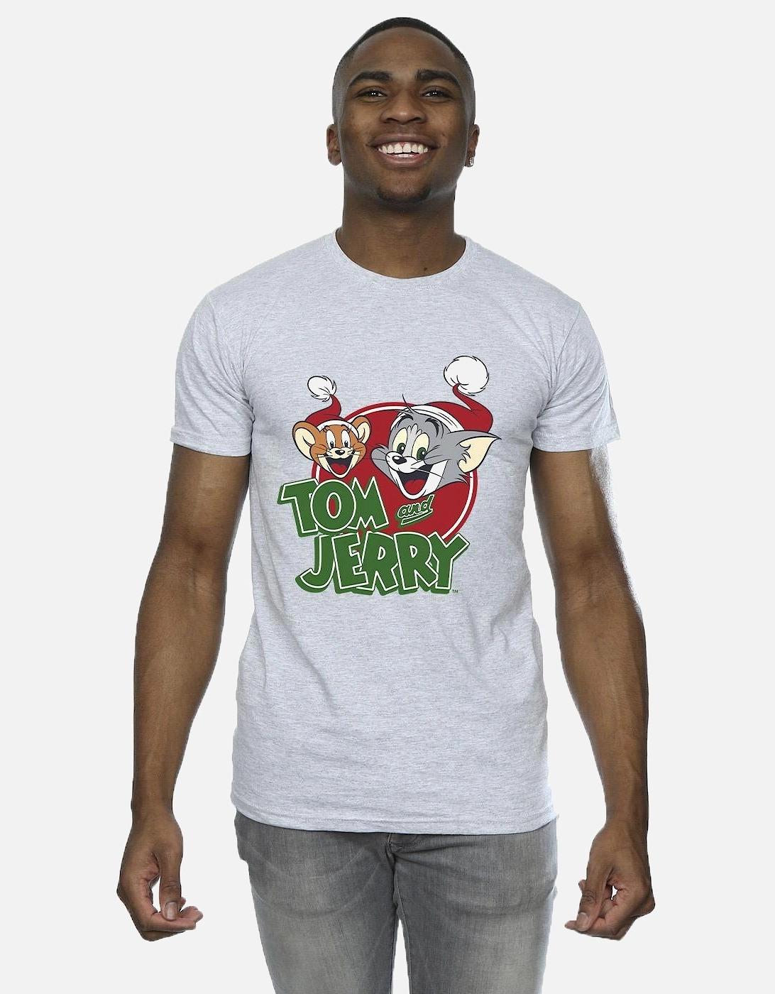 Tom And Jerry Mens Christmas Hat Logo T-Shirt, 4 of 3