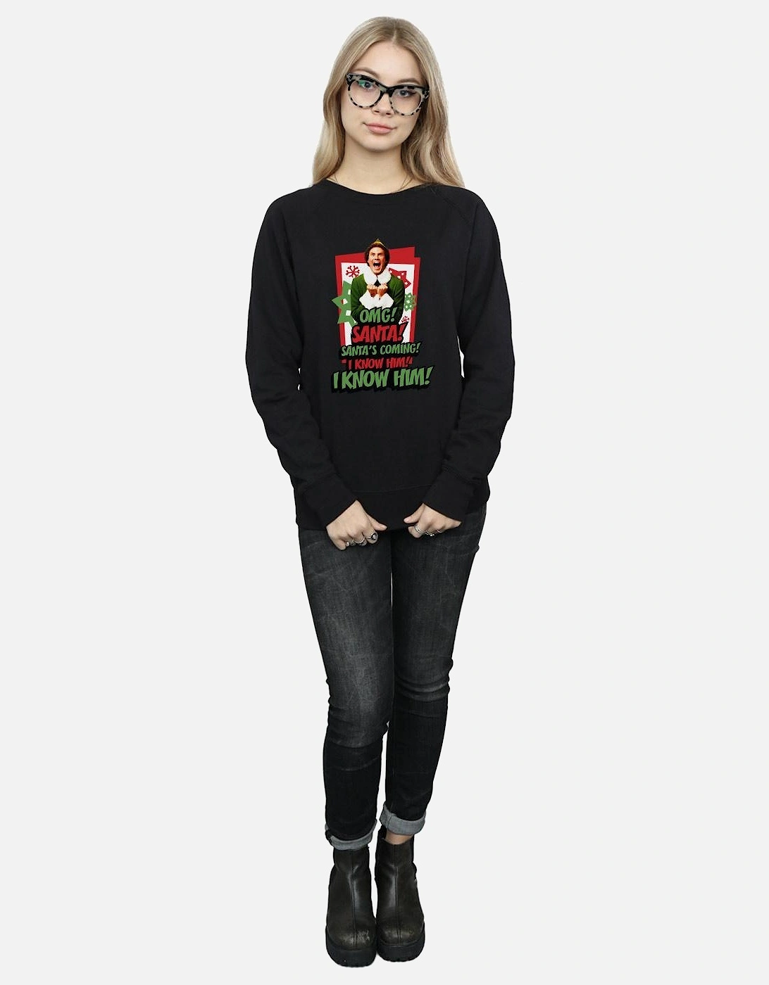 Womens/Ladies OMG Santa Sweatshirt