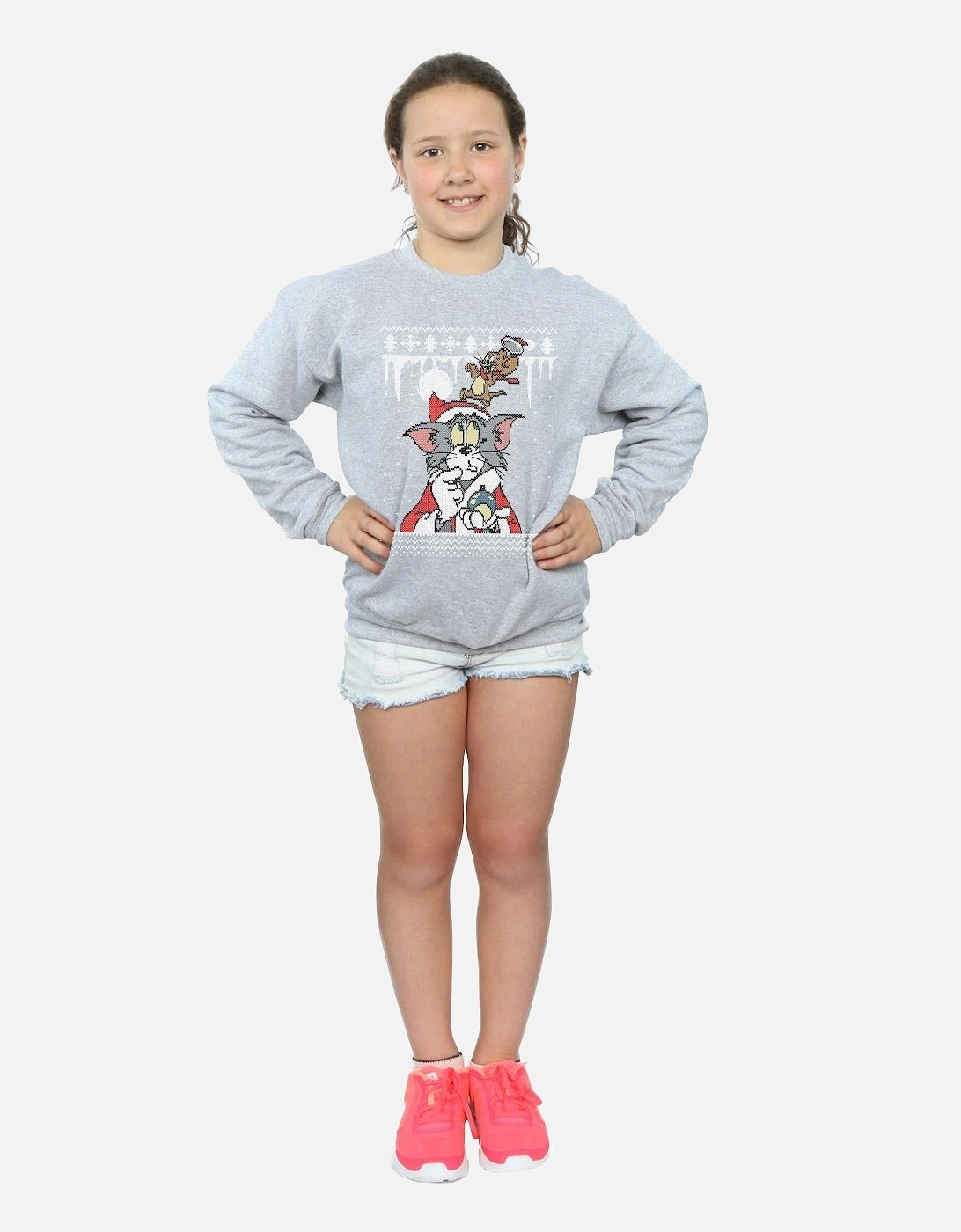 Tom And Jerry Girls Christmas Fair Isle Sweatshirt