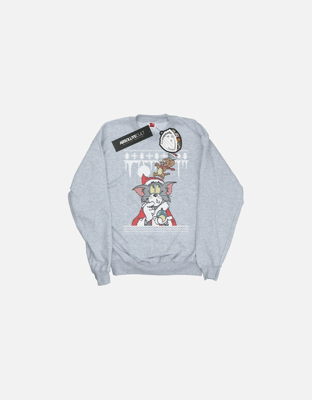 Tom And Jerry Girls Christmas Fair Isle Sweatshirt, 6 of 5