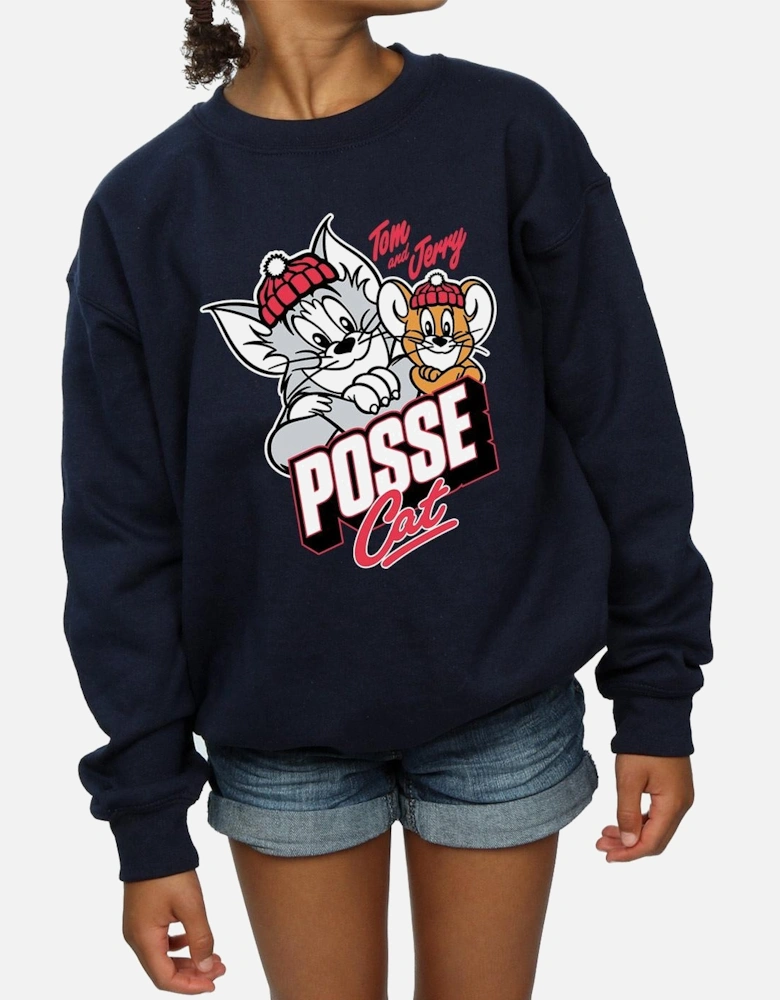 Tom And Jerry Girls Posse Cat Sweatshirt