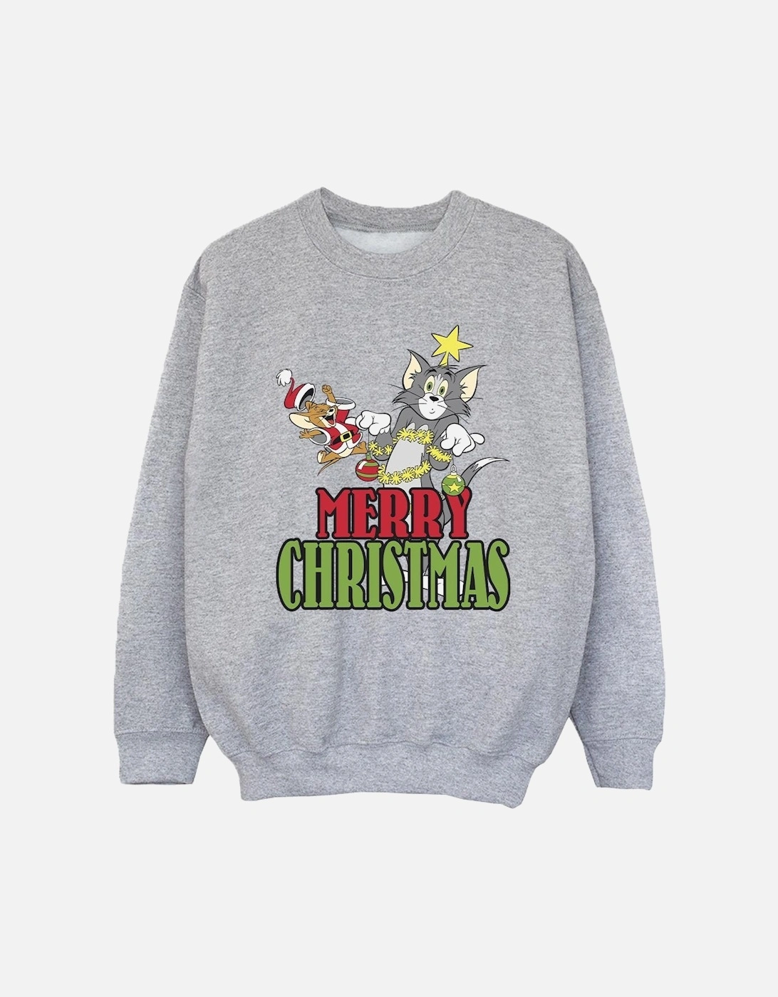 Tom And Jerry Girls Merry Christmas Baubles Sweatshirt, 4 of 3