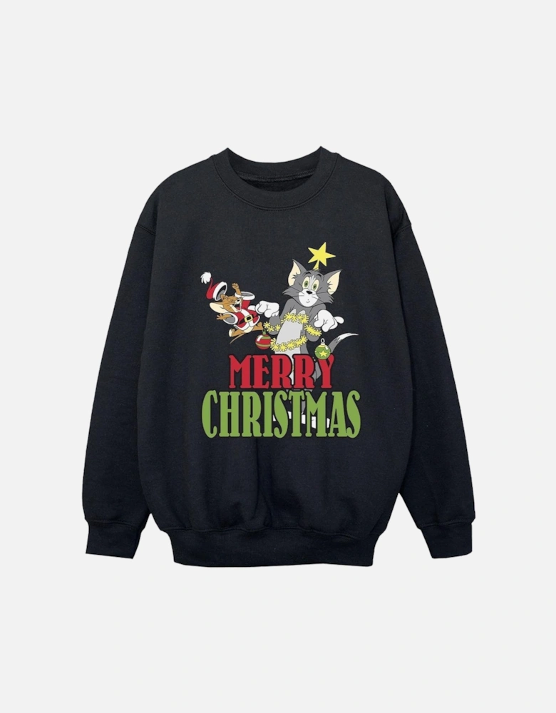 Tom And Jerry Girls Merry Christmas Baubles Sweatshirt