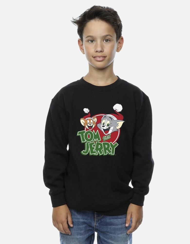 Tom And Jerry Boys Christmas Hat Logo Sweatshirt