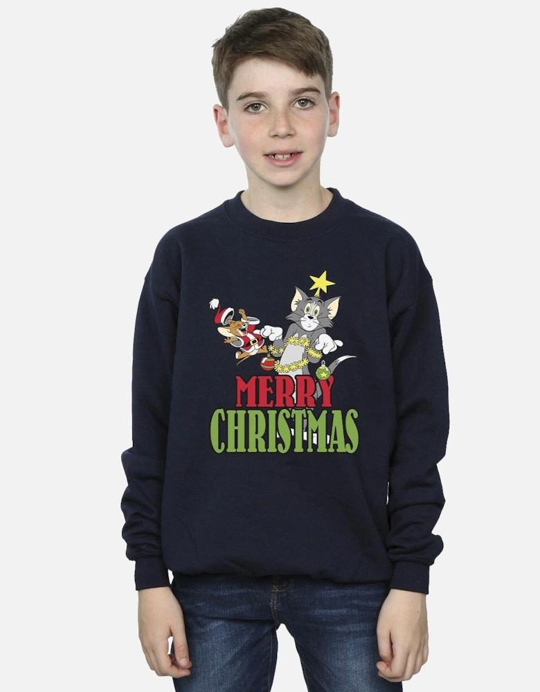 Tom And Jerry Boys Merry Christmas Baubles Sweatshirt