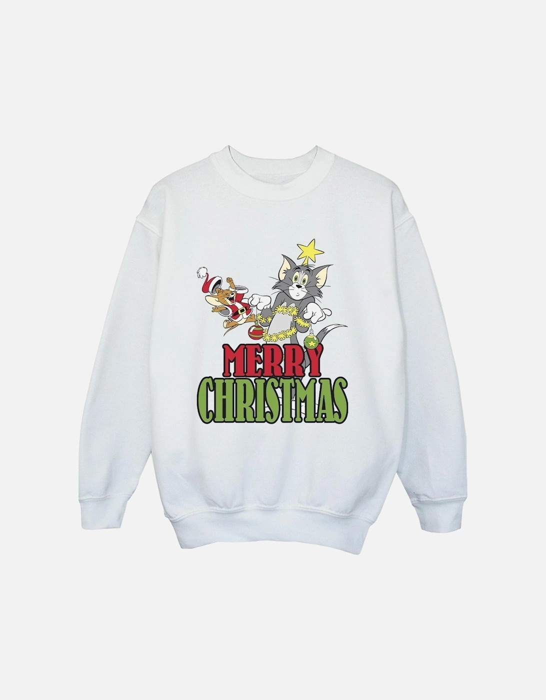 Tom And Jerry Boys Merry Christmas Baubles Sweatshirt, 4 of 3