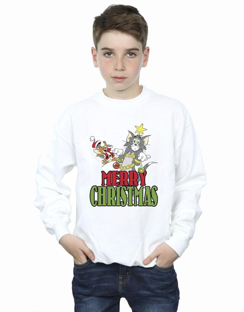 Tom And Jerry Boys Merry Christmas Baubles Sweatshirt